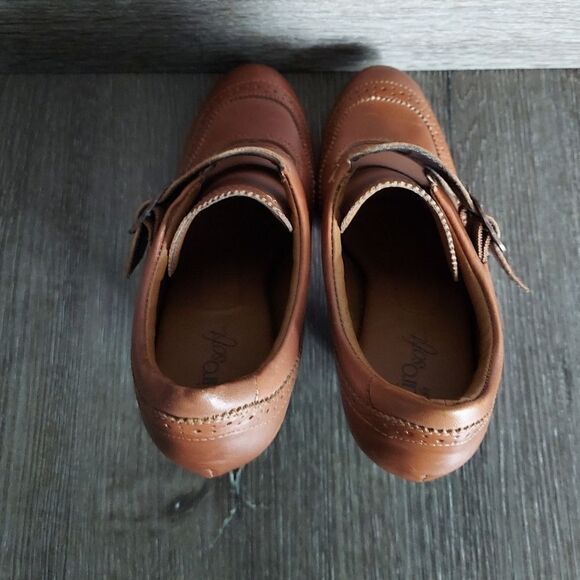 NEWEuro Soft By Sofft Sadira Women’s 7.5 Brown Booties Wingtip Buckle Shoe Heels - Picture 6 of 12